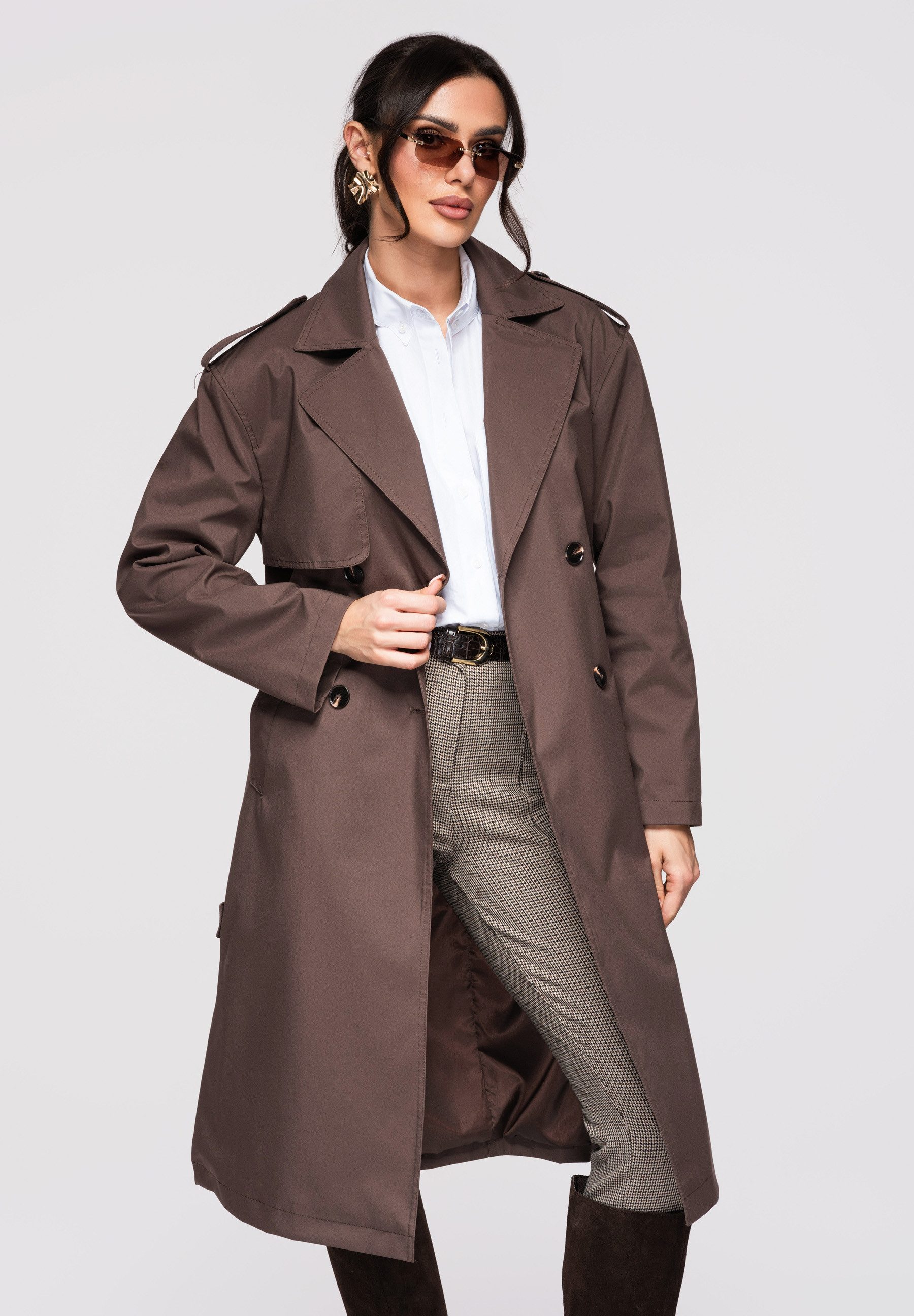OMBRE Trenchcoat Knie­langer Übergangsmantel im klassischen Trenchcoat-Stil günstig online kaufen