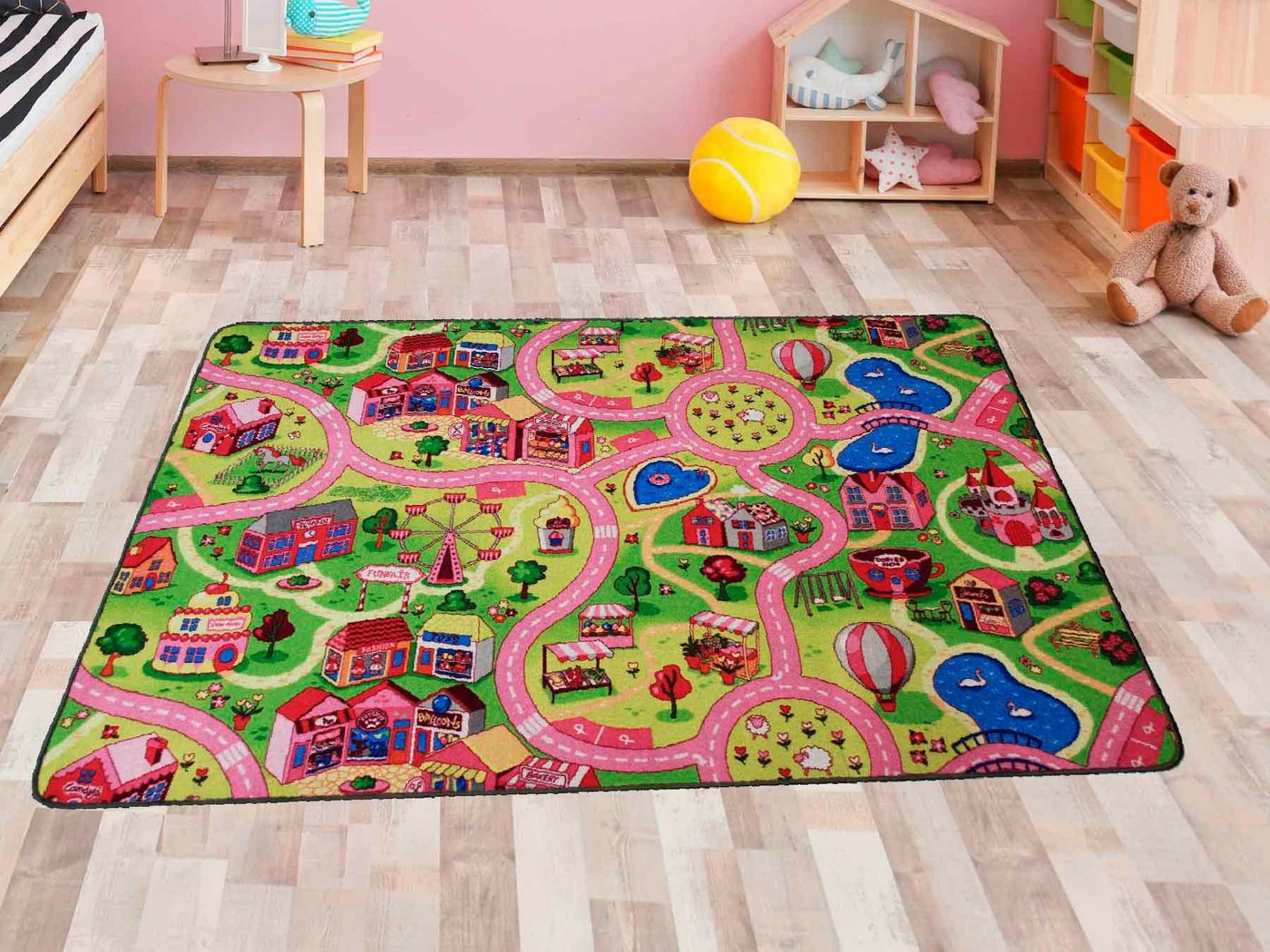 Kinderteppich »SWEET CITY«, Primaflor-Ideen in Textil, rechteckig, Höhe 5 mm, Straßen-Spiel-Teppich, Straßenbreite ca. 9 cm, Kinderzimmer-HomeTrends