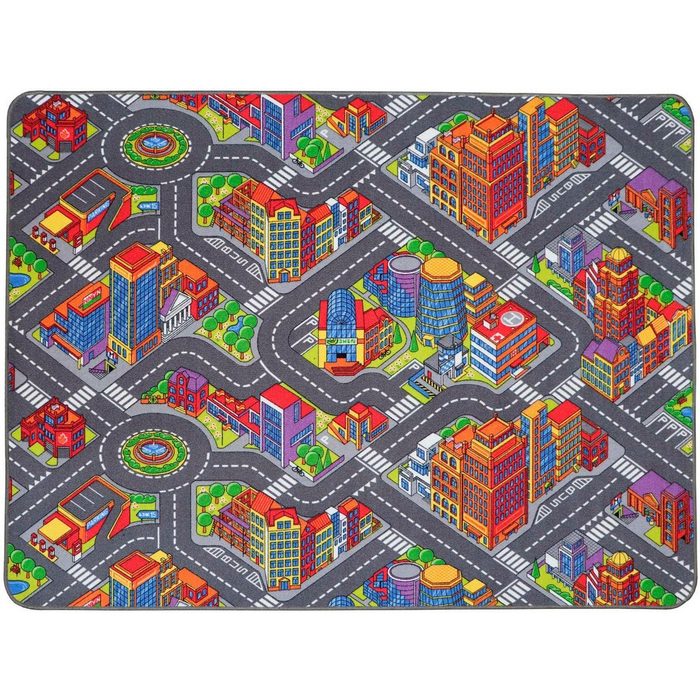Kinderteppich BIG CITY Primaflor-Ideen in Textil rechteckig Höhe: 5 mm Straßen-Spiel-Teppich Straßenbreite ca. 9 cm Kinderzimmer