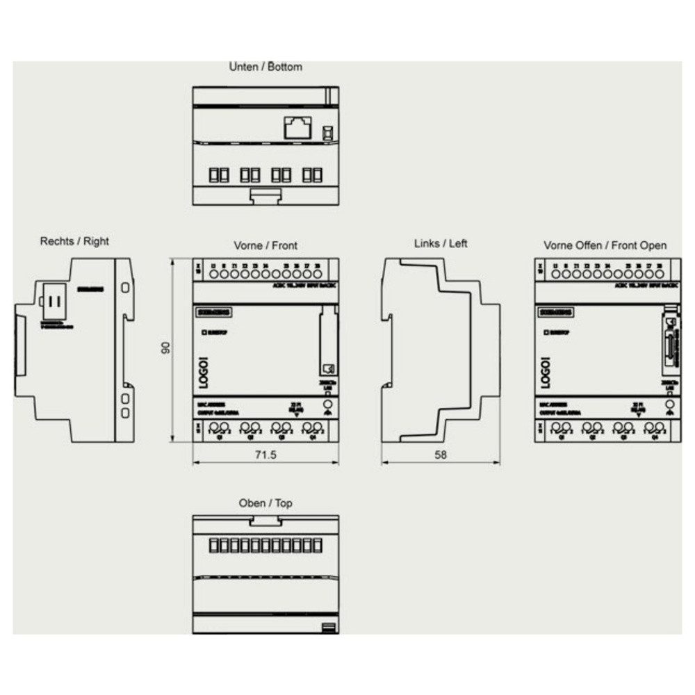 SIEMENS Siemens Logo! 9 6ED1052-2FB08-0BA3 SPS-Steuerungsmodul 115 V/AC, 115 V Hutschienen-Netzteil