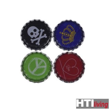 HTI-Living Magnet Magnete 4er Set, sortiert Kronkorken (Set, 4-St., 4 farbige Magnete), für Wandtafel, Memoboard und Kühlschrank