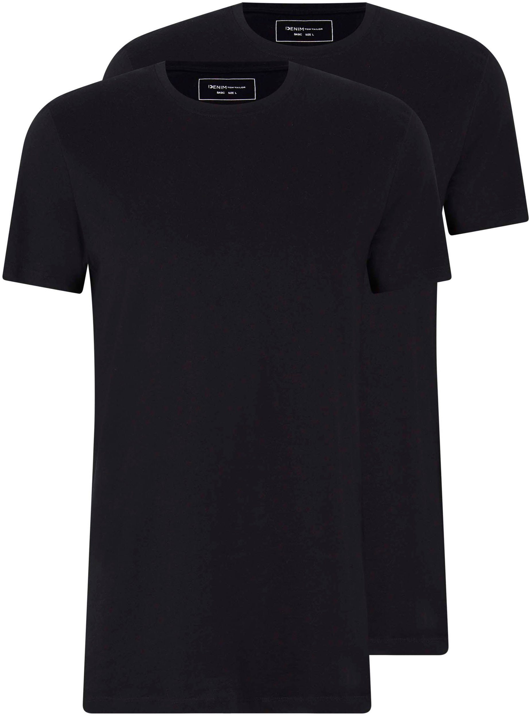 TOM TAILOR Denim T-Shirt (Set) im Set schwarz