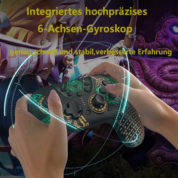 KINSI Bluetooth-Controller(kabelgebunden 2.4G/drahtlos),Switch-Controller Switch-Controller (3D Joystick 360° Seidenglatt,Zelda Wireless Gamepad)