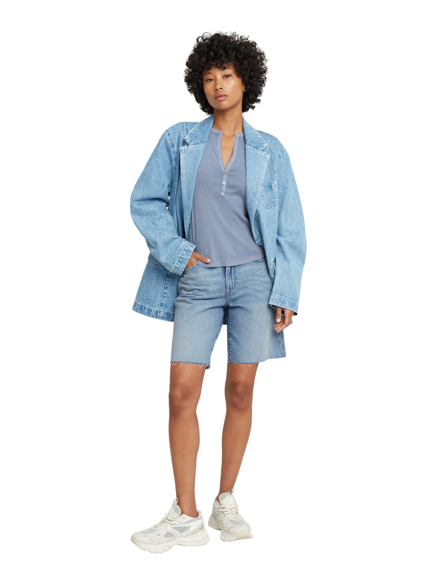 G-STAR Bermudas blau, Casual, Baumwolle, Unifarben, Regular Fit, Hoch