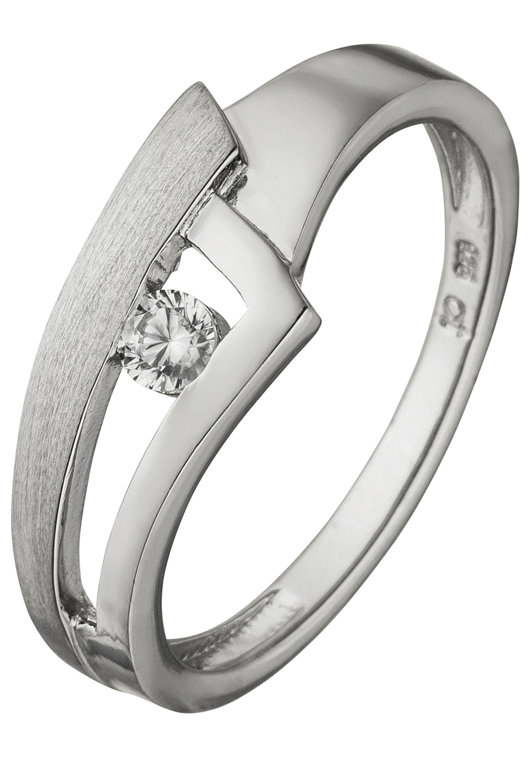 JOBO Fingerring, 925 Silber teil matt mit 1 Zirkonia günstig online kaufen