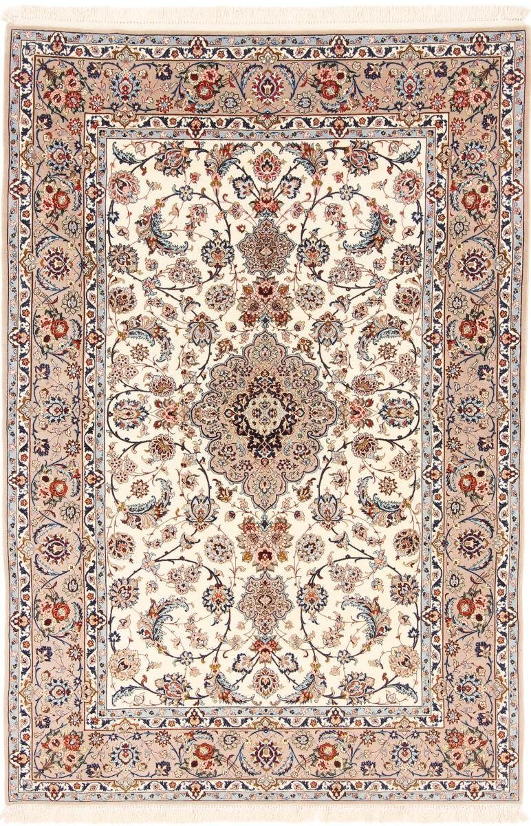 Orientteppich Isfahan Seidenkette 149x225 Handgeknüpfter Orientteppich, Nain Trading, rechteckig, Höhe: 6 mm | Kurzflor-Teppiche