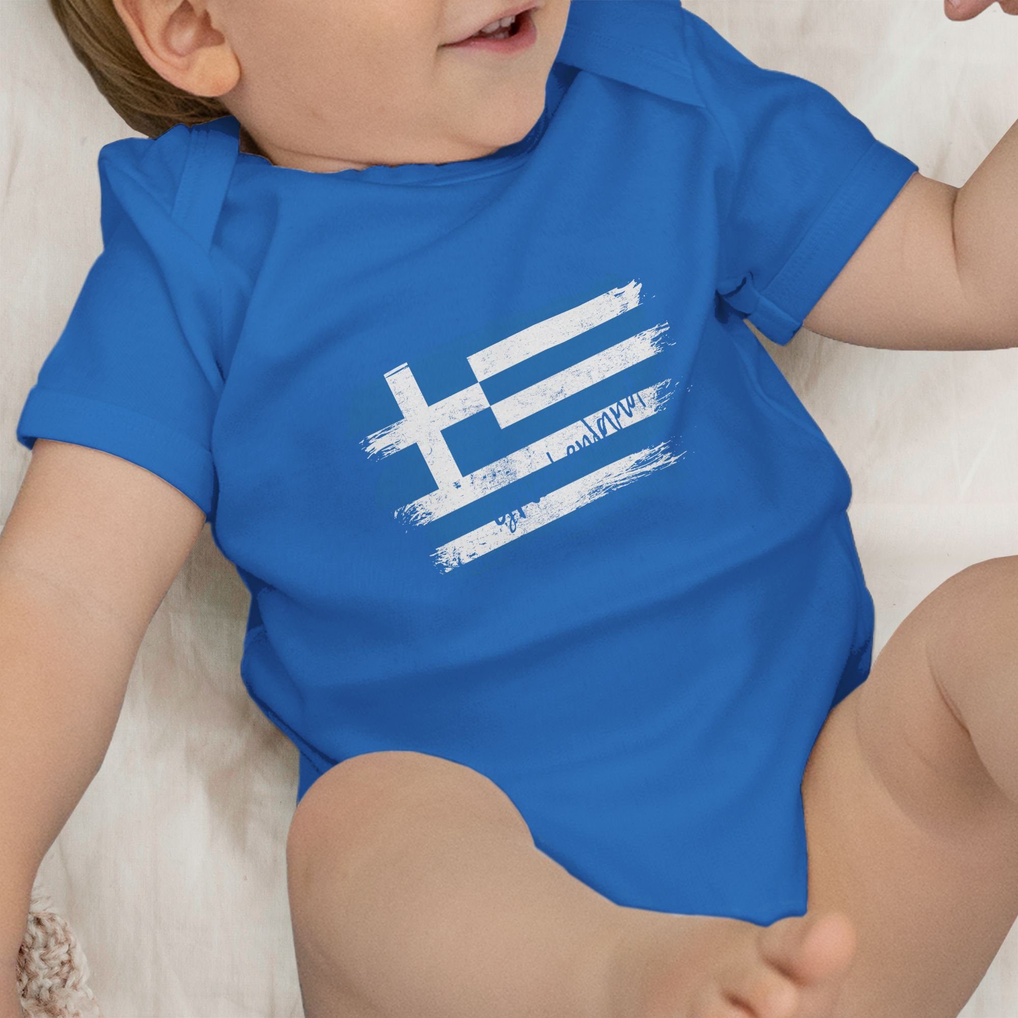 Shirtracer Shirtbody Griechenland Vintage Länder Baby Wappen Royalblau 1