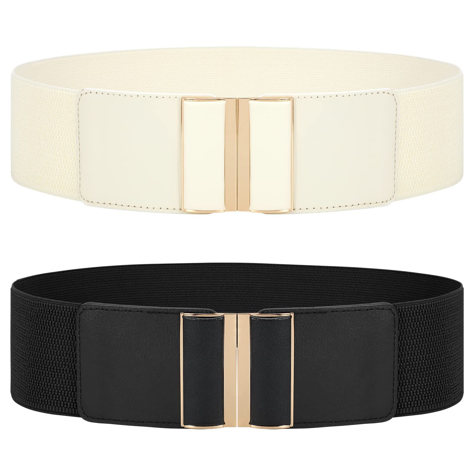 Zaewry Taillengürtel 2 Stück Elastischer Gürtel für Damen,7.5cm breiter Retro Gürtel