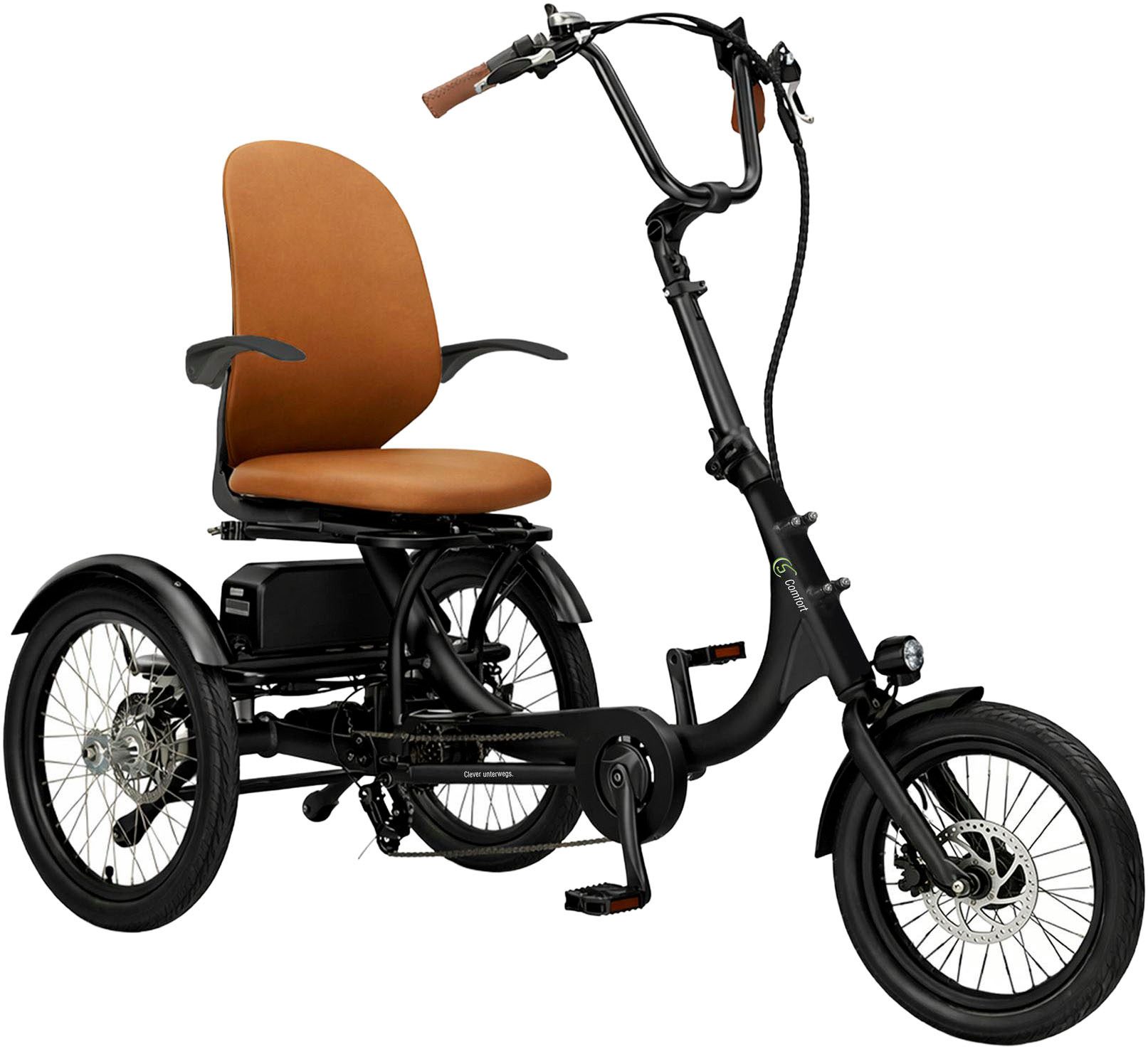 SachsenRAD E-Bike Dreirad T6 Comfort faltbar mit Alarmanlage, 7 Gang Shimano, Kettenschaltung, Heckmotor, 540 Wh