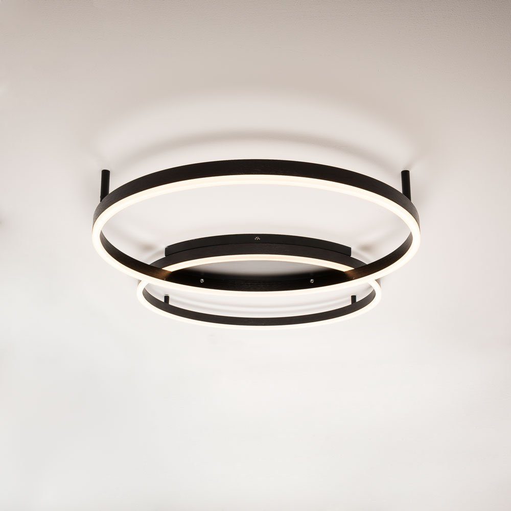 s.luce Deckenleuchte LED mit Warmweiß Phasenanschnitt/-abschnitt Dimmbar 2-flammig Deckenleuchte (Dimmschalter), Schwarz, Ring