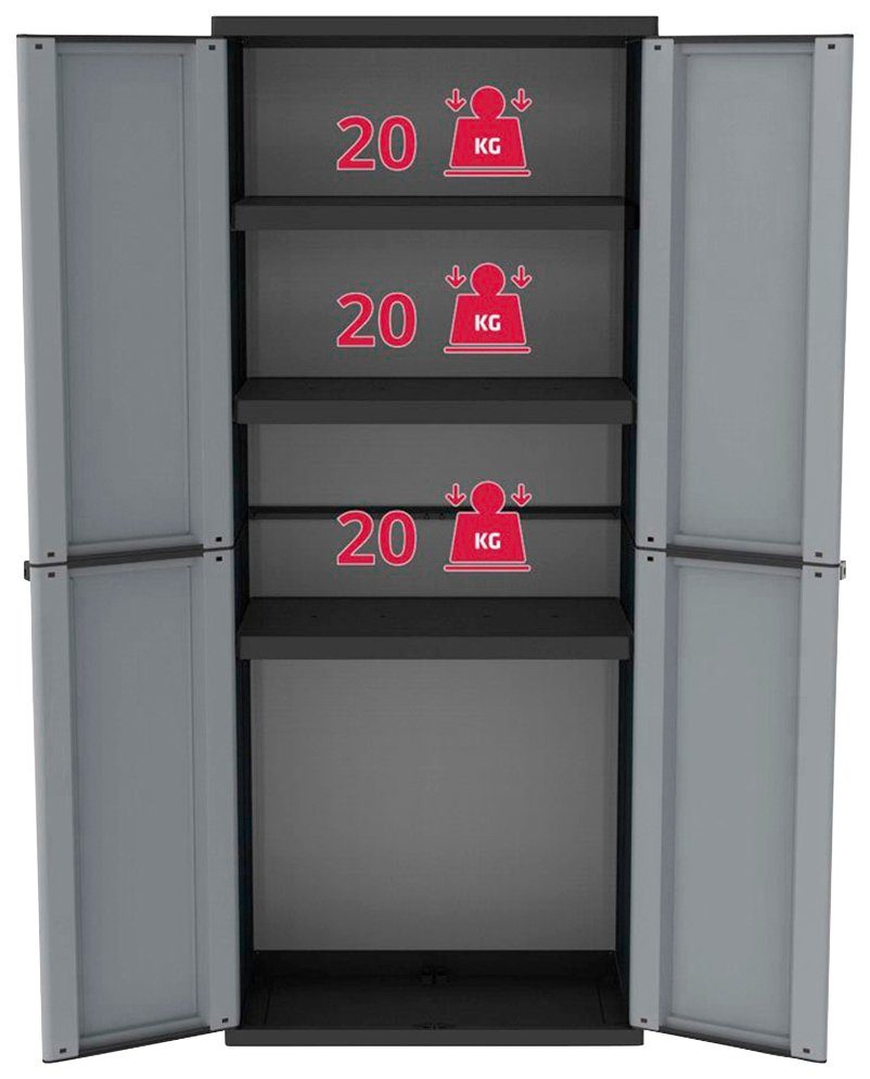 abschließbar Kreher Mehrzweckschrank 68x37,5x85-163,5 cm, B/T/H: