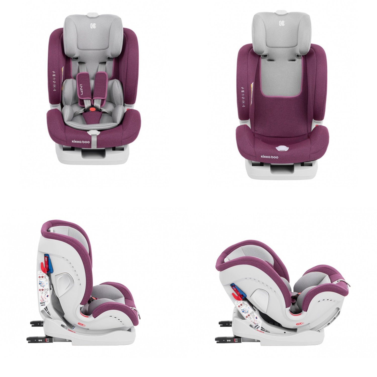 Kikkaboo Autokindersitz Kindersitz 4 in (0 1 Reboard 0+1/2/3 kg, Gruppe bis: - kg) lila 36 verstellbar Isofix, 36