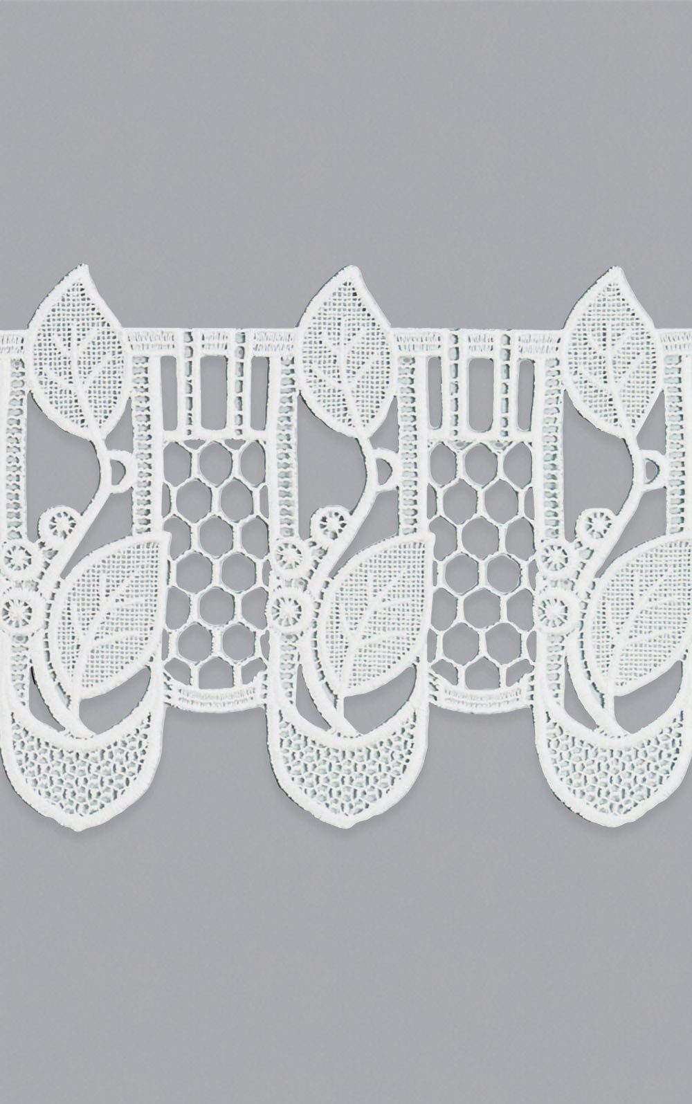Plauener Spitze® Scheibengardine Blättergirlande (1 St), transparent, HxB 17x44cm