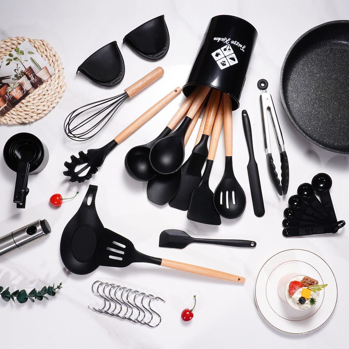 Faizee Möbel Kochbesteck-Set Kochbesteck-Set Küchenhelfer Set 38tlg Silikon Kochbesteck