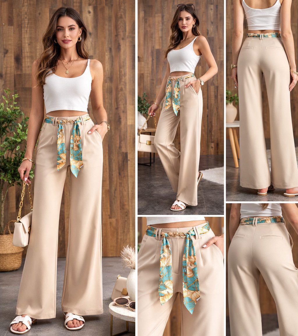 Sonderpostendiscount Stoffhose Damen Hose Hose Schwarz oder Beige Modell H0 günstig online kaufen