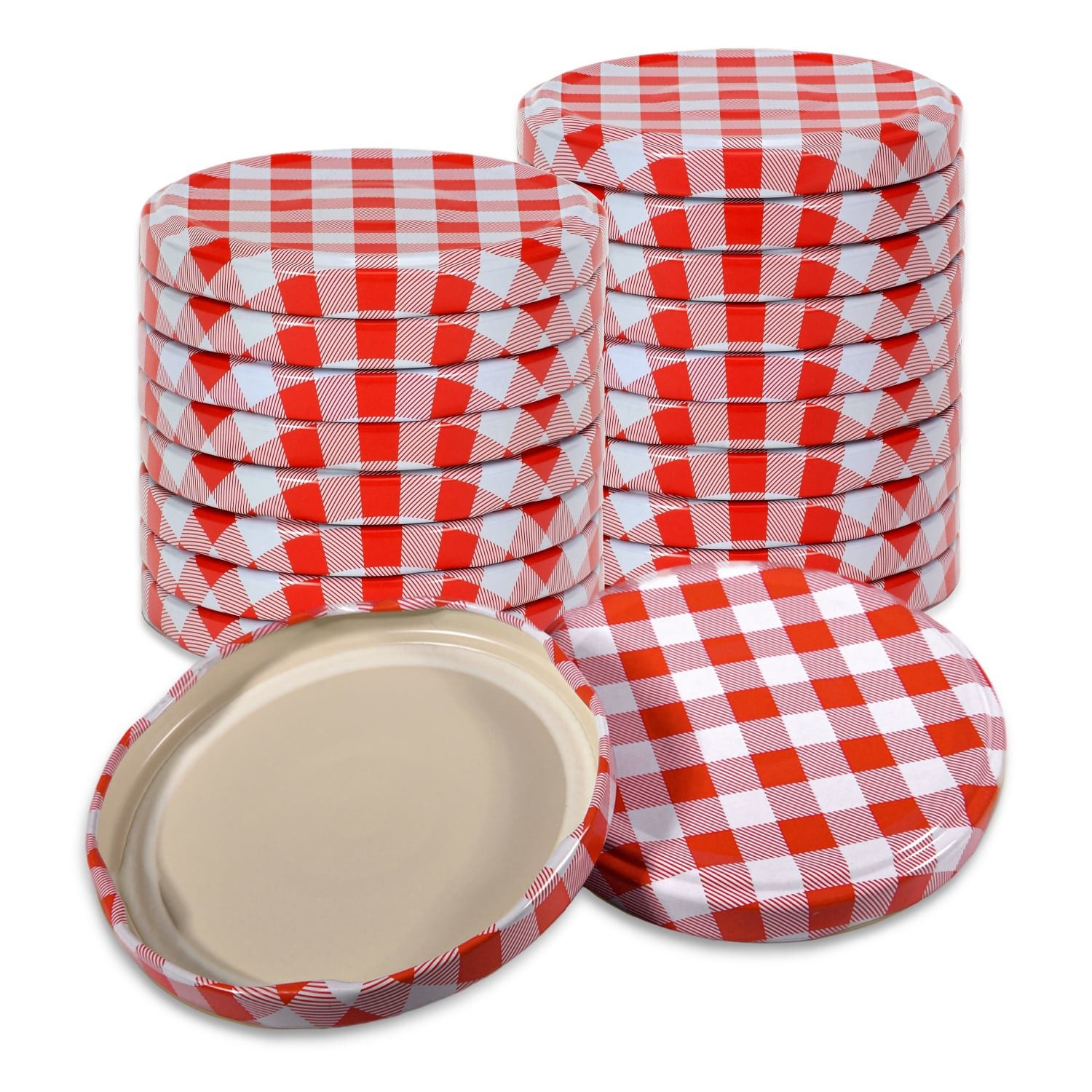 Oputec Einmachglas 20x Schraubdeckel TO 82 rot-weiß – Twist Off Ersatz für Einmachgläser, (Sparset, 20x Ersatzdeckel)