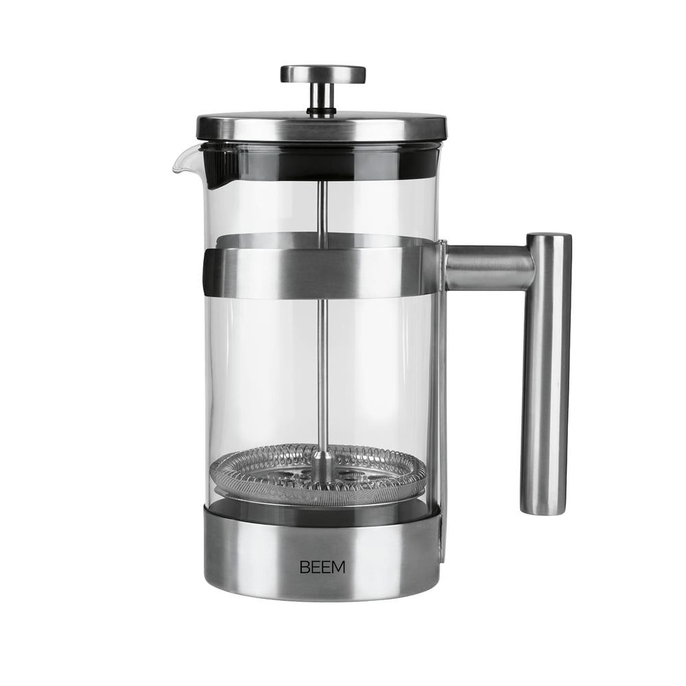BEEM Kaffeebereiter BEEM FRENCH PRESS Kaffeebereiter - 1 l, Camping, Outdoor, Glas & Edelstahl, hitzebeständige Borosilitglas