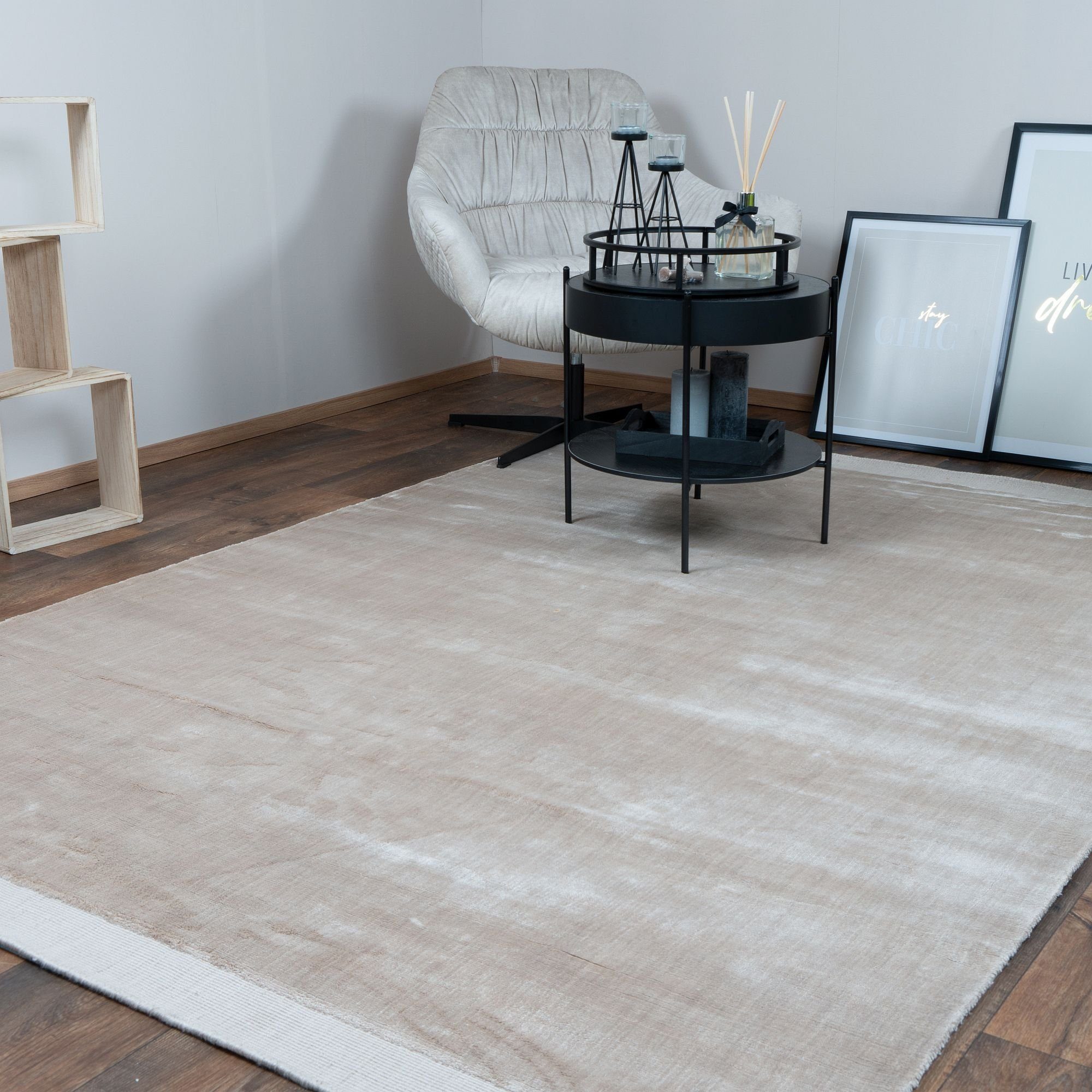 Designteppich BAMBOO Teppich Wohnzimmer luxuriös Consilio Seidenglanz Soft, Beige Viskose Concept