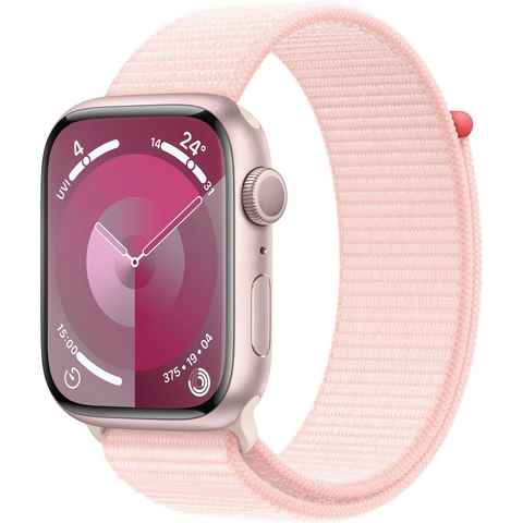 Apple Watch Series 9 GPS Aluminium 45mm One-Size Smartwatch (4,5 cm/1,77 Zoll, Watch OS 10), Sport Loop