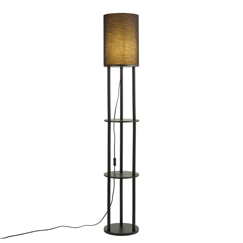 Qazqa Stehlampe Stojon, ohne Leuchtmittel, Warmweiß, QAZQA Stehlampe, e27, Schwarz, Holz, Modern
