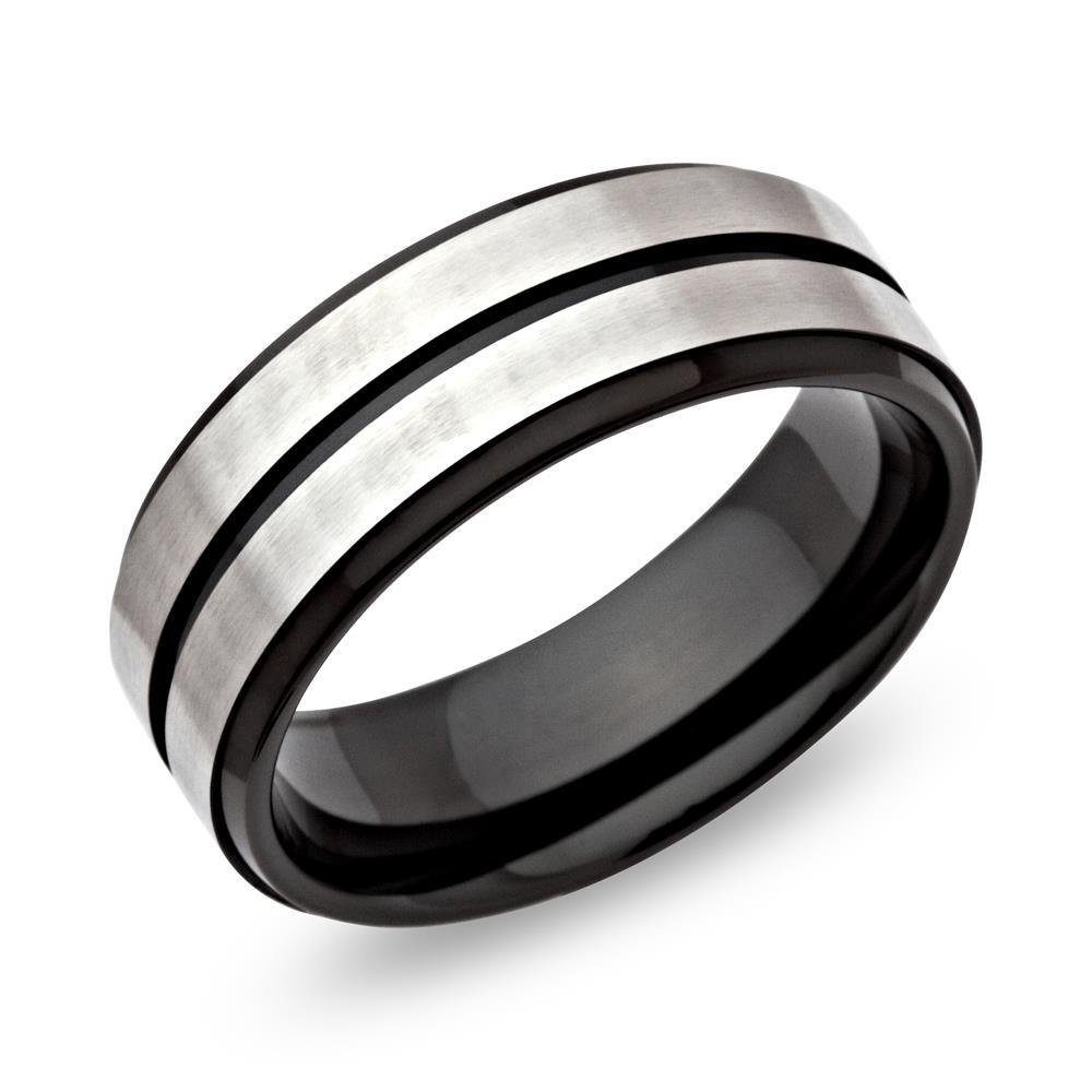 Unique Fingerring Schwarzer Edelstahlring mit Glanzrille Herren von Unique R9105