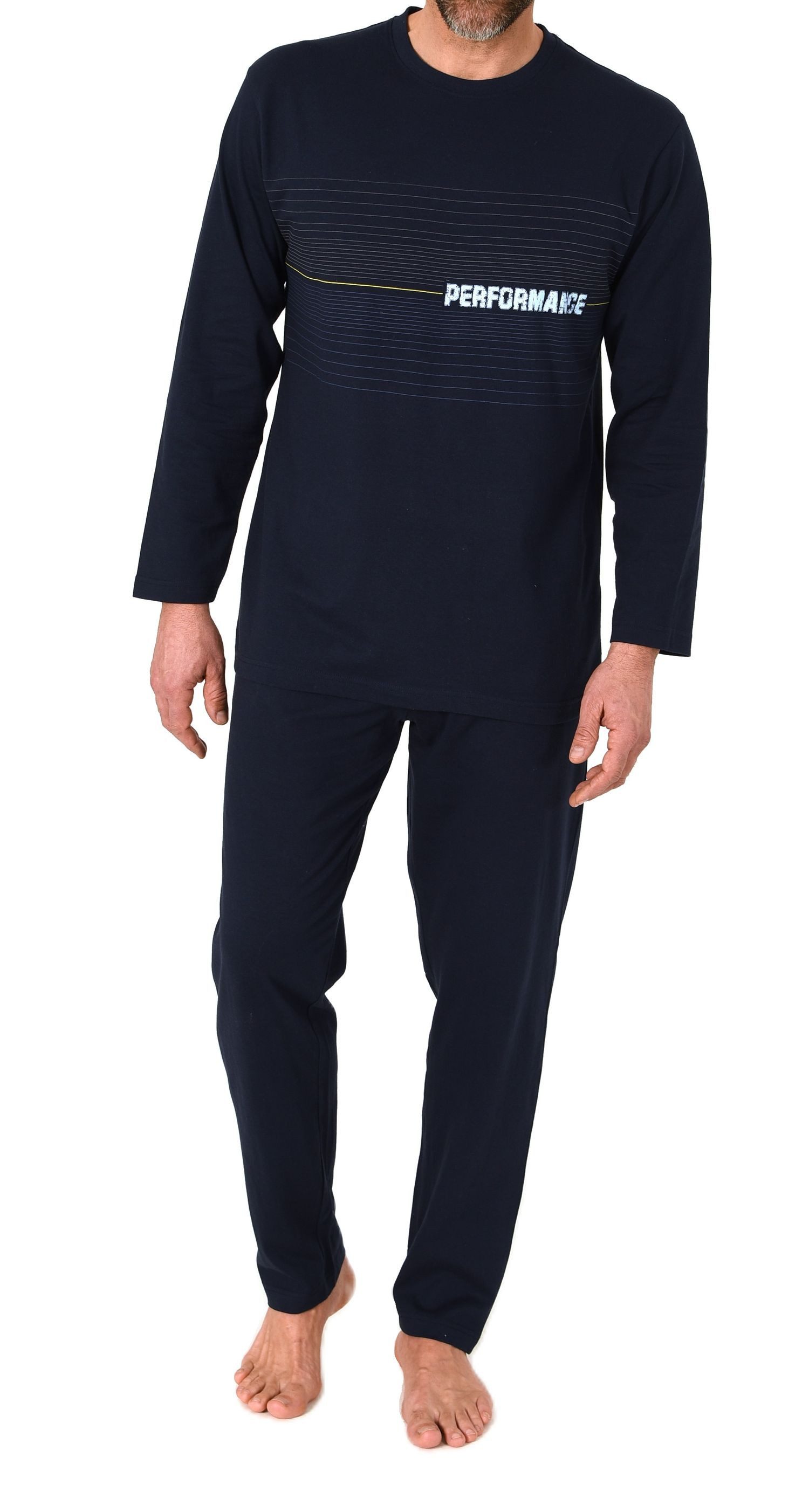 Normann Pyjama Normann Herren Schlafanzug lang Pyjama Frontprint - auch in Übergröße
