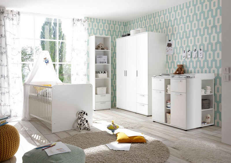 Begabino Babyzimmer-Komplettset »Bibo«, (Set, 3-St., Bett, Wickelkommode, Schrank), Bett + Wickelkommode + 3-trg. Schrank