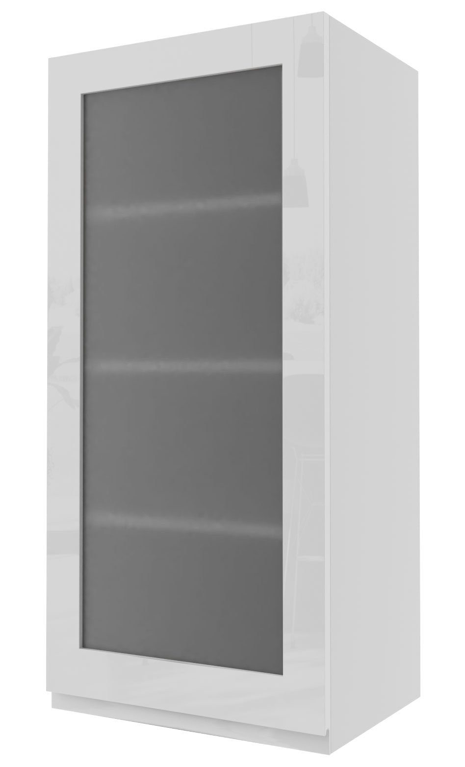 Feldmann-Wohnen Glashängeschrank Florence (Florence) 45cm Front-, Korpusfarbe und Ausführung wählbar grifflos 1-türig RAL 6025 farngrün Hochglanz