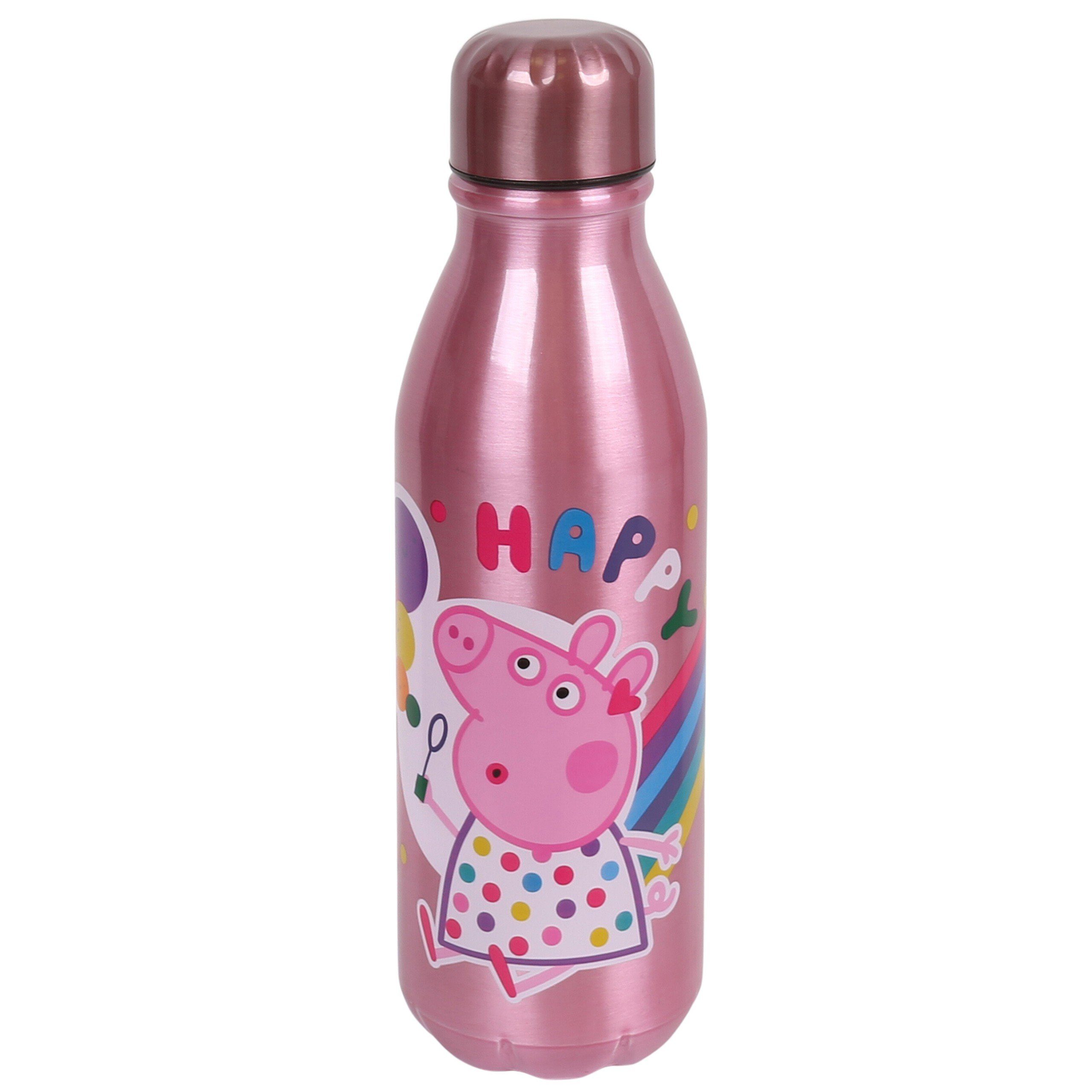 Peppa Pig Thermoflasche Peppa Wutz Rosa Aluminium Trinkflasche 600ml