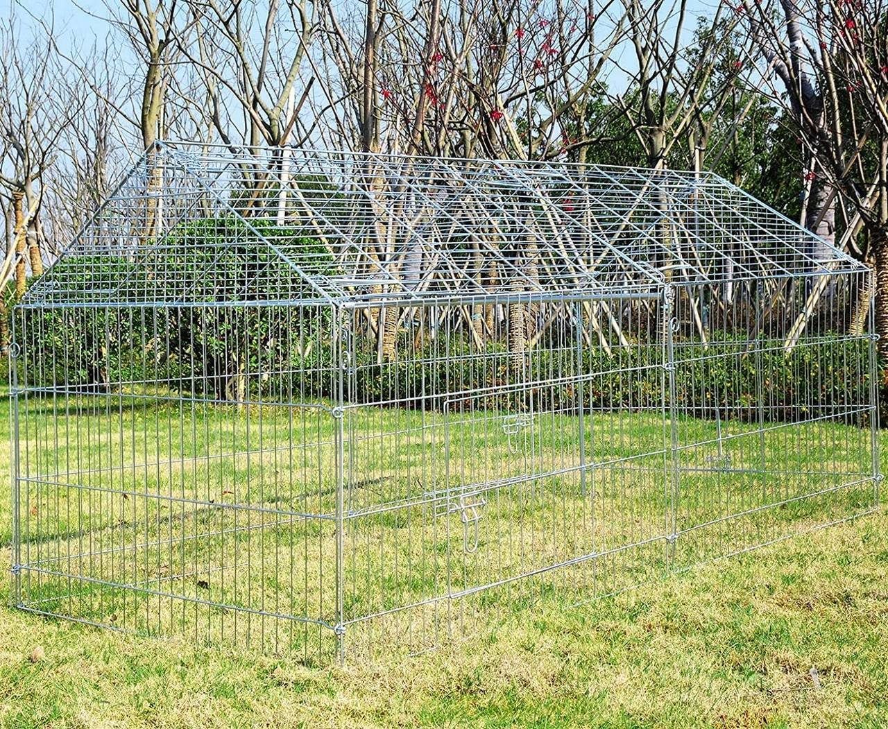 EUGAD Freigehege, mit Dach & Sonnenschutz, Tür mit Schloss, 220×103×103 cm