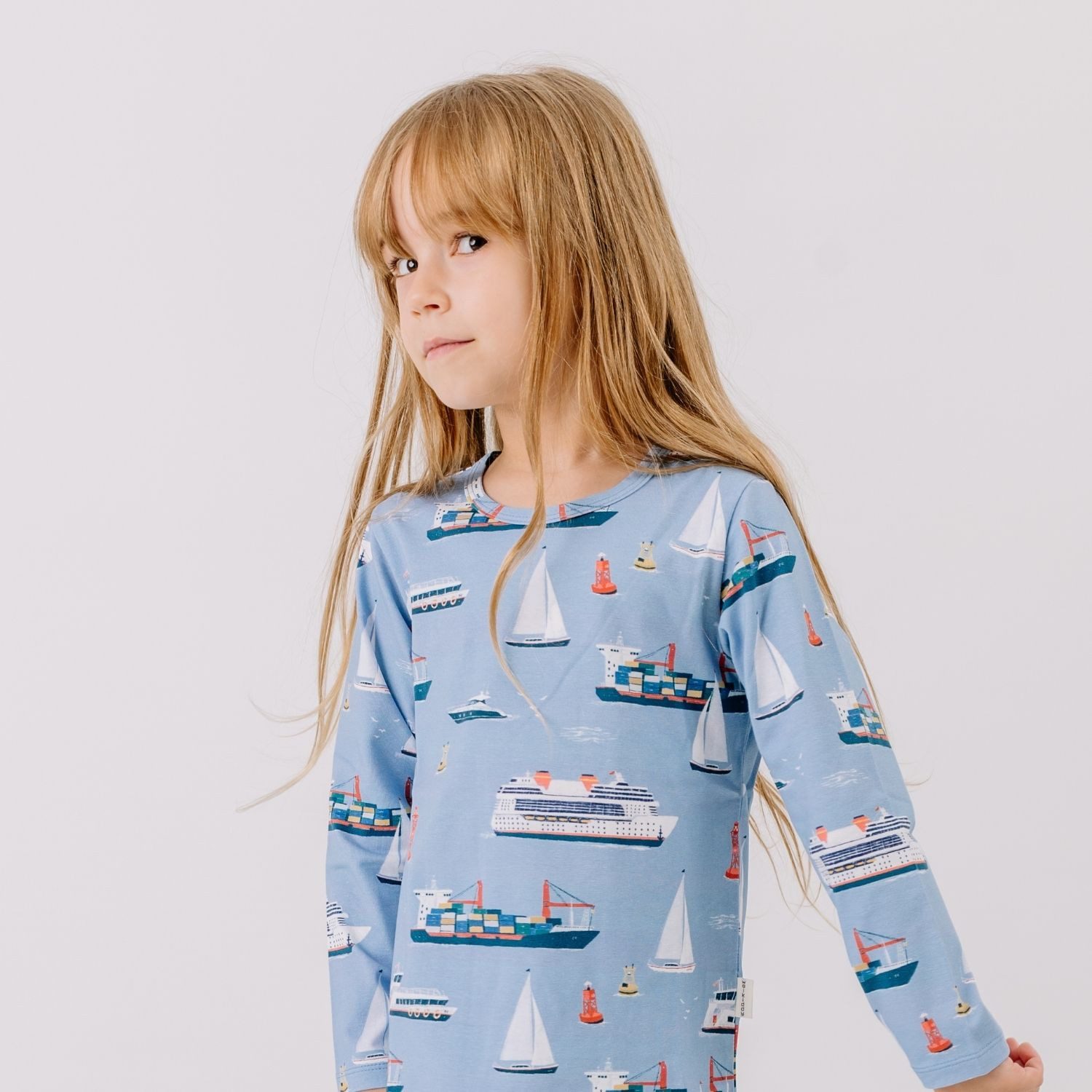 Walkiddy Langarmshirt Walkiddy Schiff & Hafen Kinder Bio Baumwolle GOTS Blau - Bio Baumwolle,GOTS, Kinderbekleidung,nachhaltige Klamotten