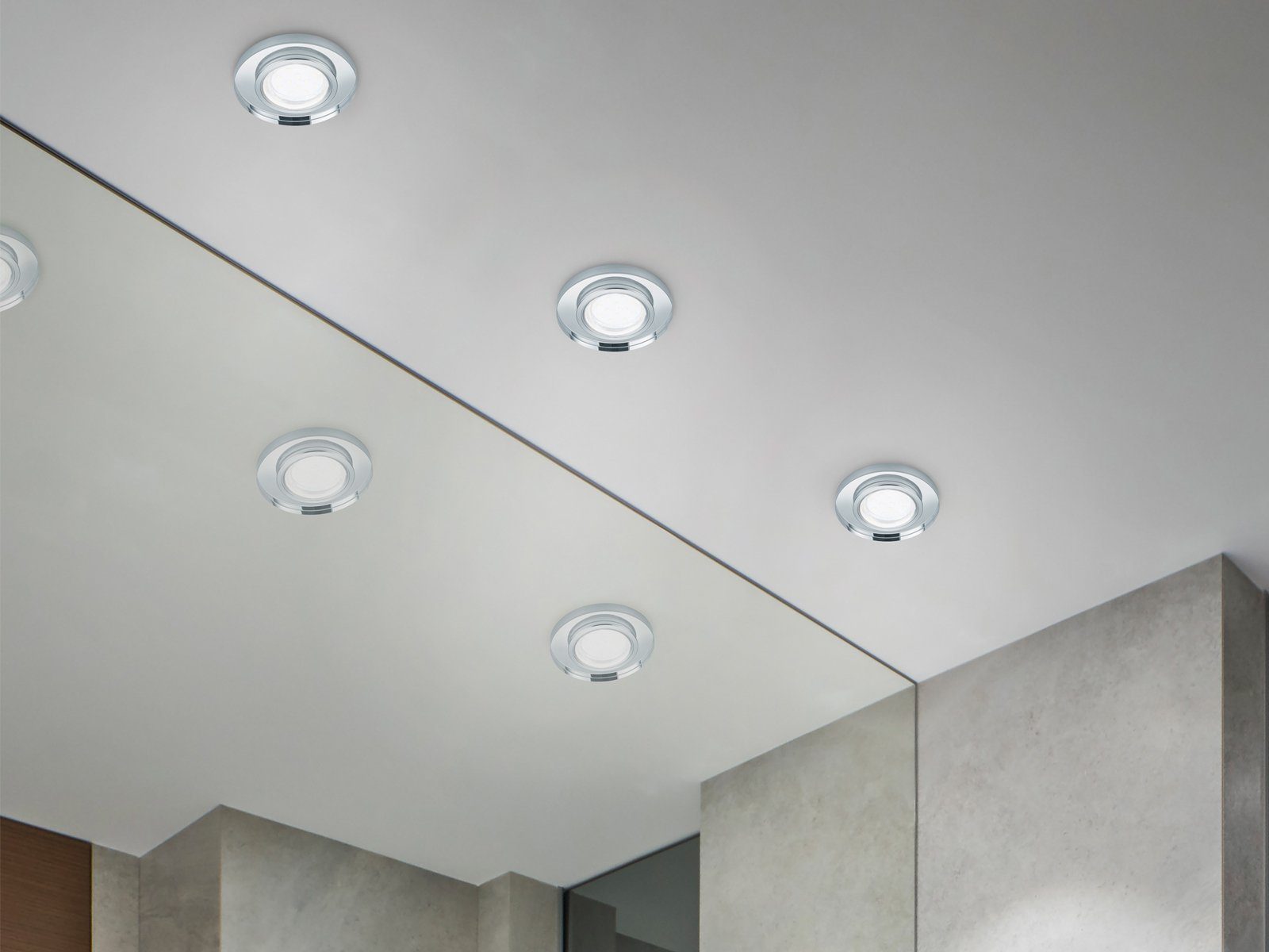 TRIO Leuchten LED Einbaustrahler, Dimmfunktion, LED wechselbar, Warmweiß, Decken-einbauleuchte, Einbau Decken-spots dimmbar, Silber Ø 9cm