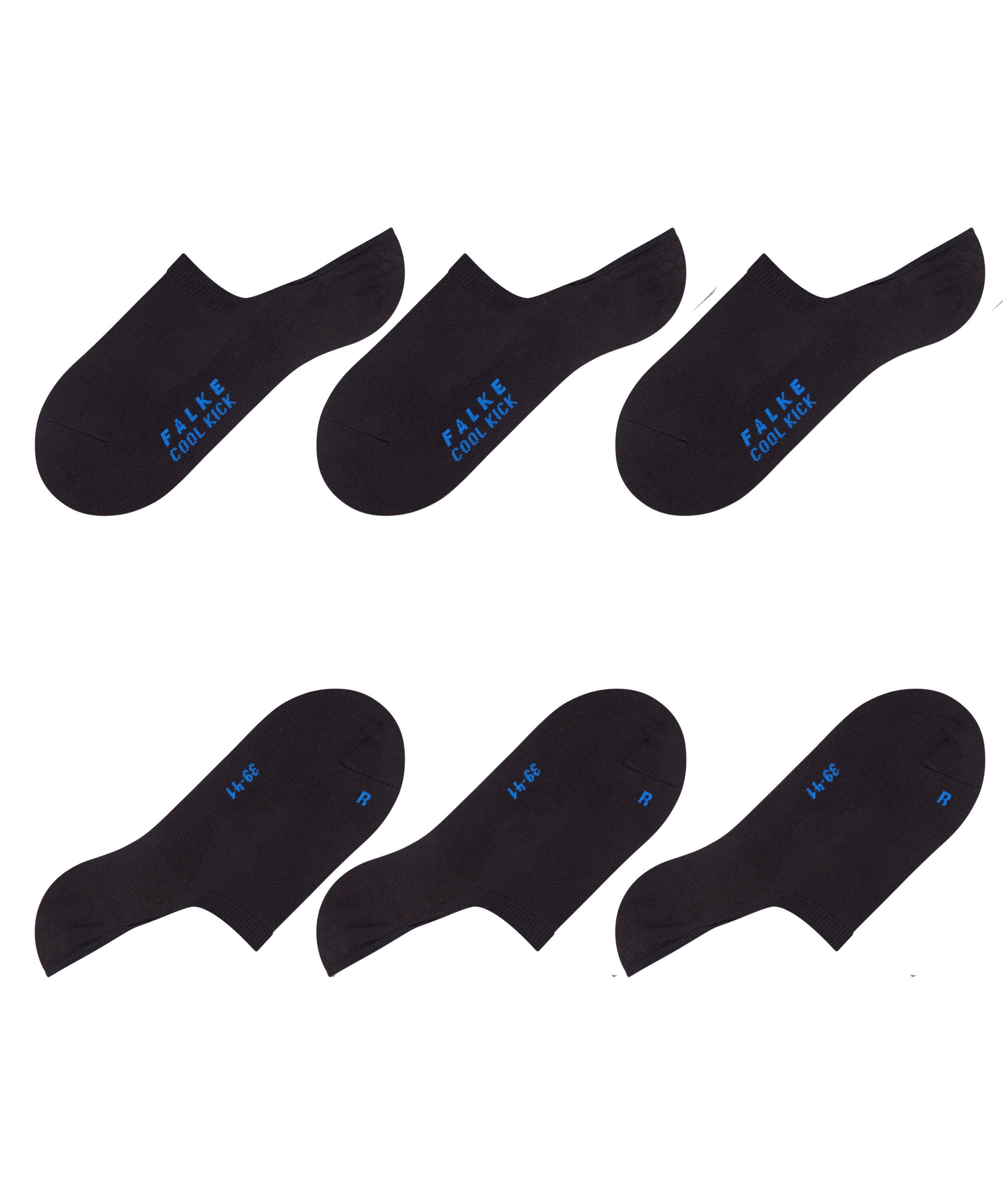 FALKE Füßlinge Cool Kick 3-Pack Silikon Ferse der rutschfest (3000) in durch black
