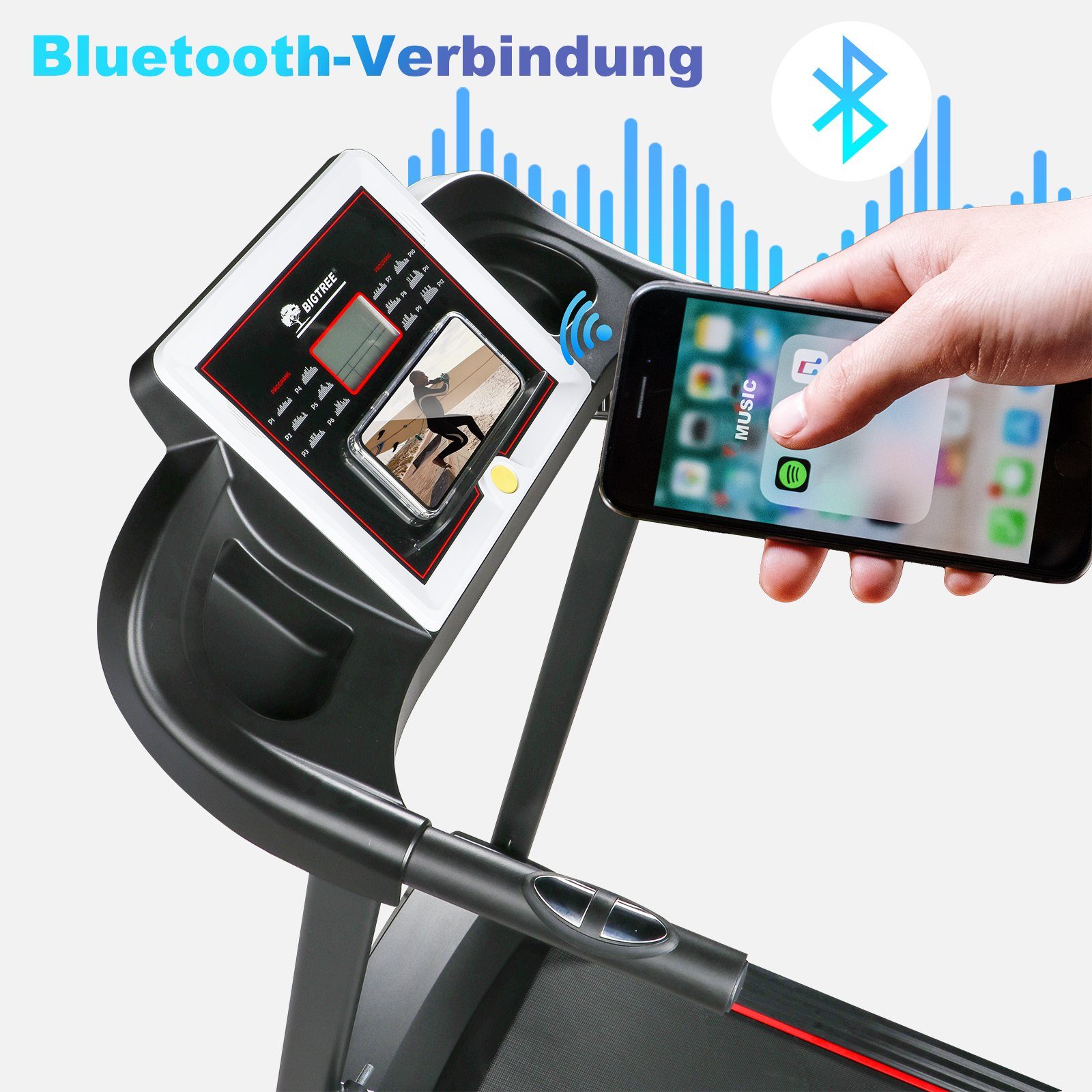 Lauffläche BIGTREE Laufband,Bluetooth,LCD-Display,39 Klappbares cm Laufband