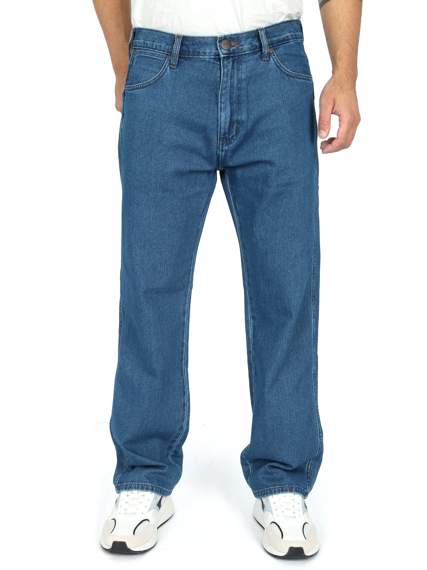 Wrangler Straight-Jeans Relaxed Fit, leicht & weich - FRONTIER DARK STONE günstig online kaufen