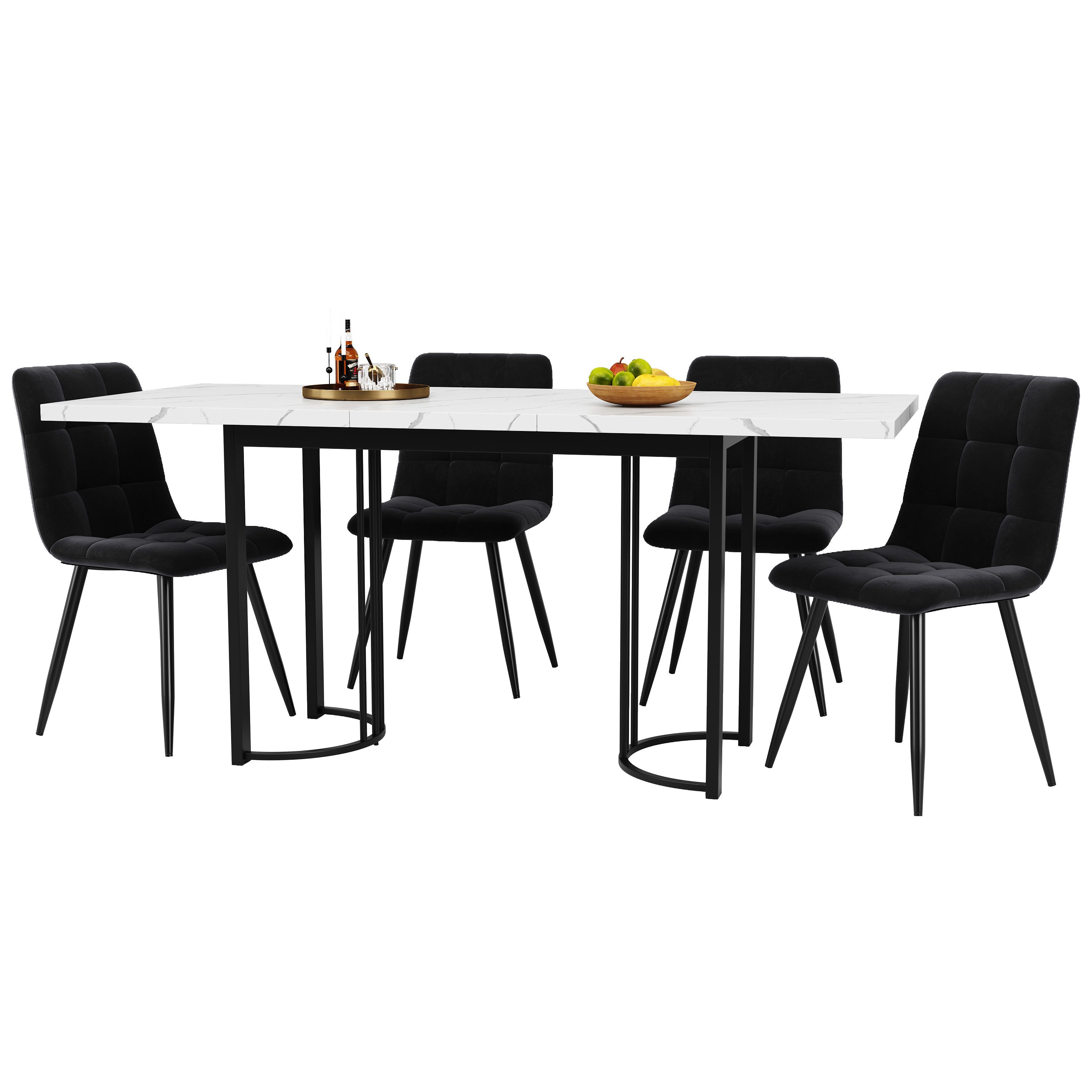 OKWISH Esstisch Essgruppe,Esstisch mit Stühlen Set, Moderner Küchentisch Se günstig online kaufen