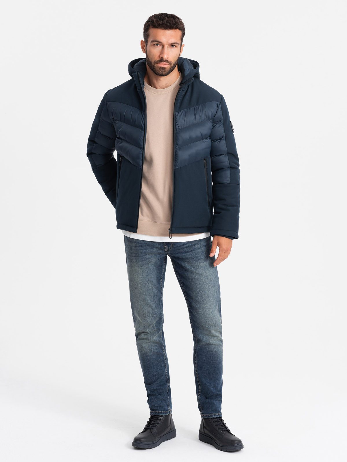OMBRE Steppjacke Herren-Steppjacke mit hohem Kragen günstig online kaufen