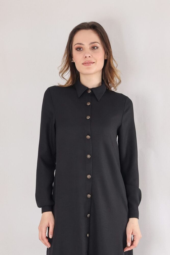 fashionshowcase Longtunika mit Kragen und Knöpfen - Tunika in Leinenoptik - günstig online kaufen