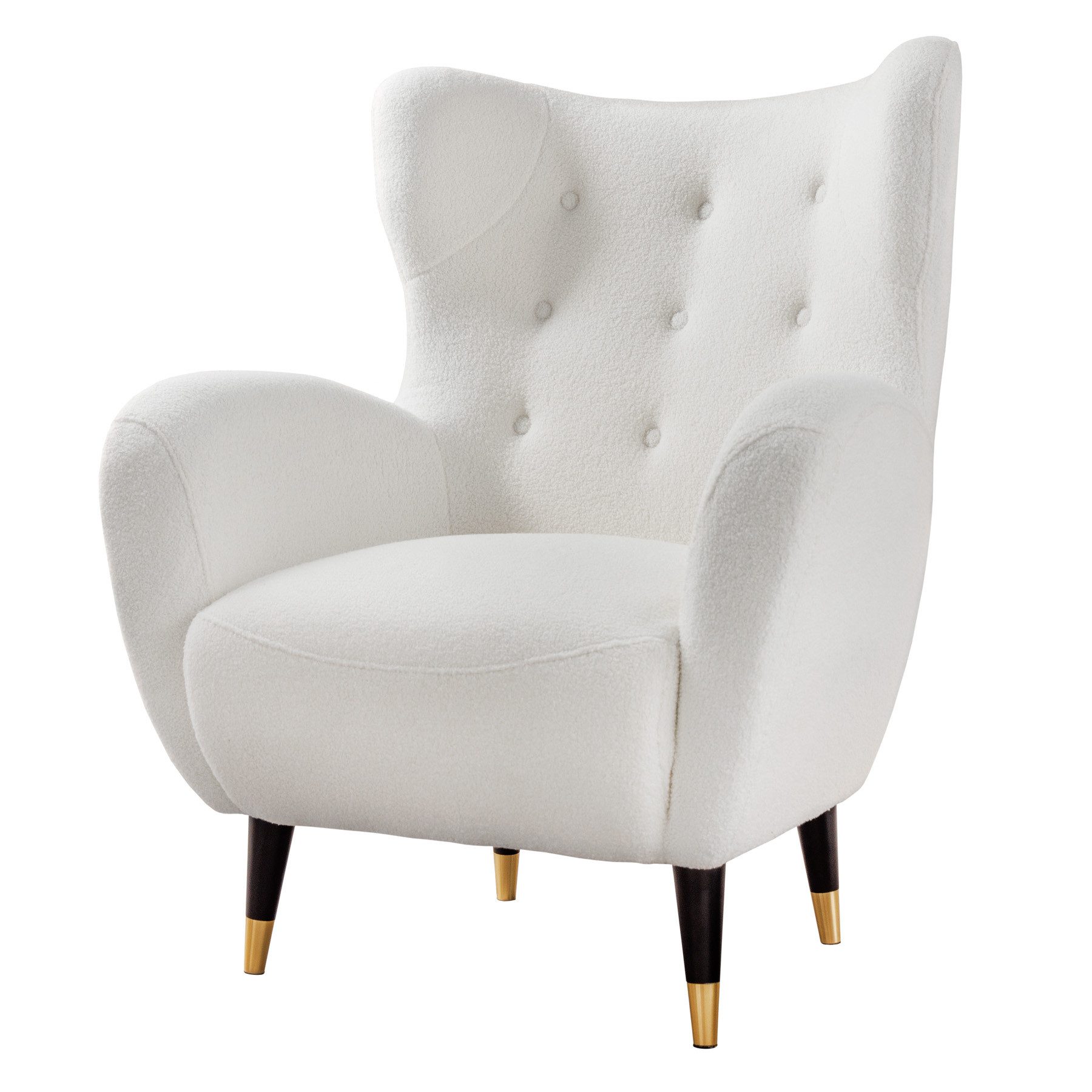 riess-ambiente Ohrensessel DON weiß / gold · Ohrensessel mit Fußkappen & Fe günstig online kaufen