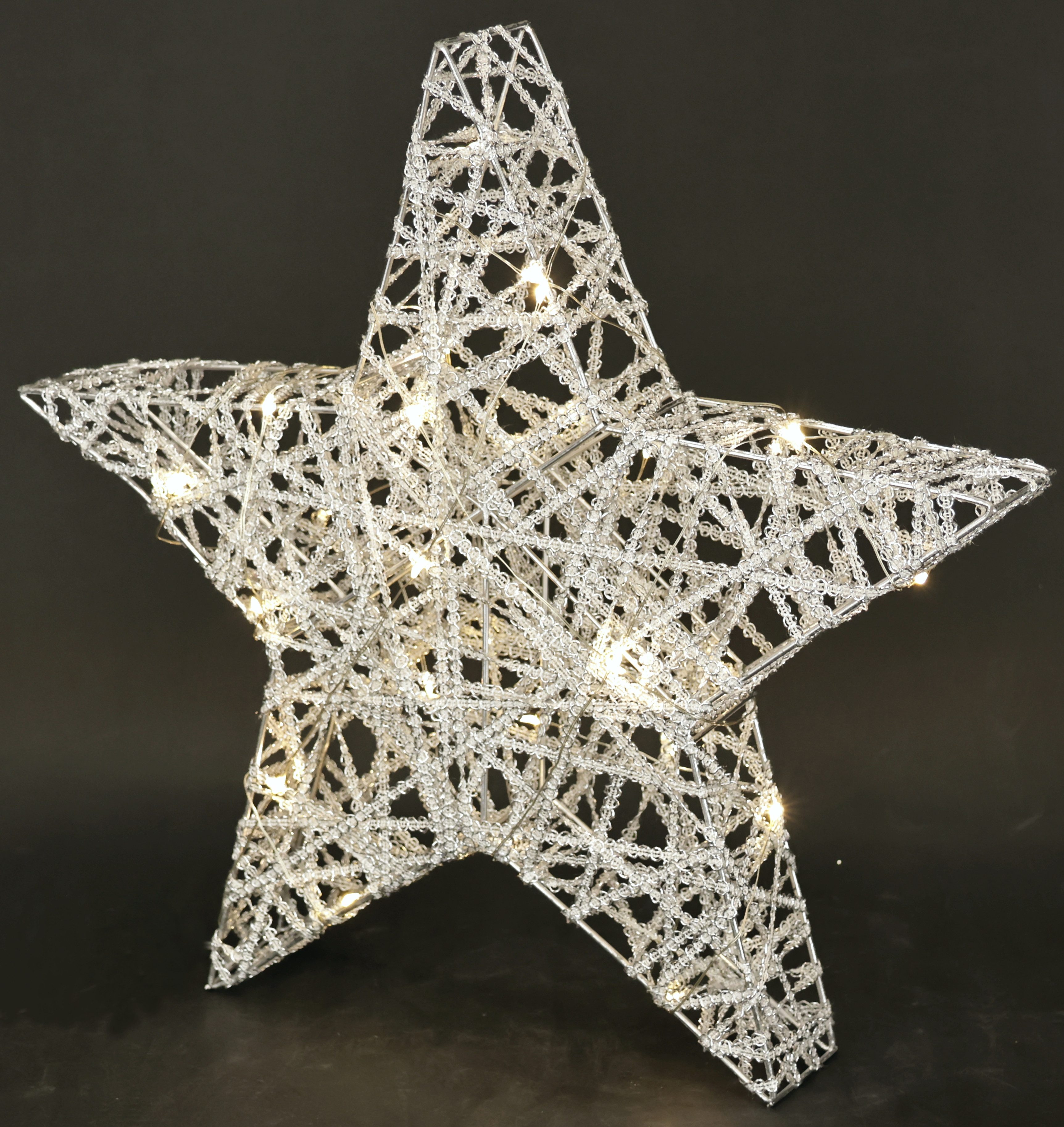 I.GE.A. Dekostern LED Stern mit Timer 33 cm, 1 St., Deko Warmweiß Leuchtstern Weihnachtsdeko Weihnachtsstern gold