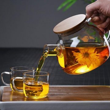 XDeer Teekanne Teekanne Glas mit Holzdeckel,Teekanne mit Siebeinsatz,Teekanne mit, 1.5 l, Herausnehmbarem Filter,Teekannendesign für Tee, Blumentee und Saft