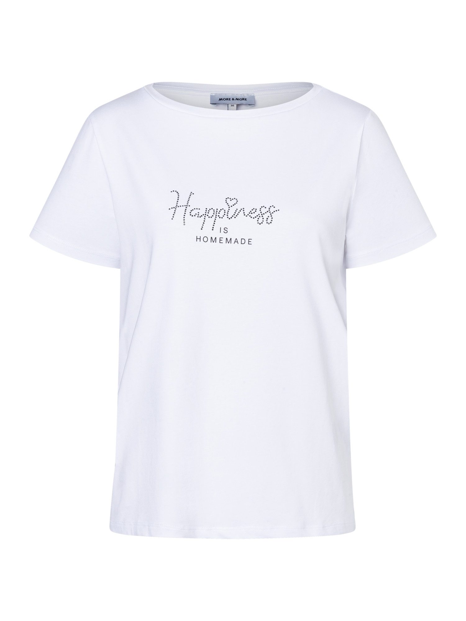 MORE&MORE T-Shirt elastisches Kurzarmshirt Strass-Schriftzug günstig online kaufen