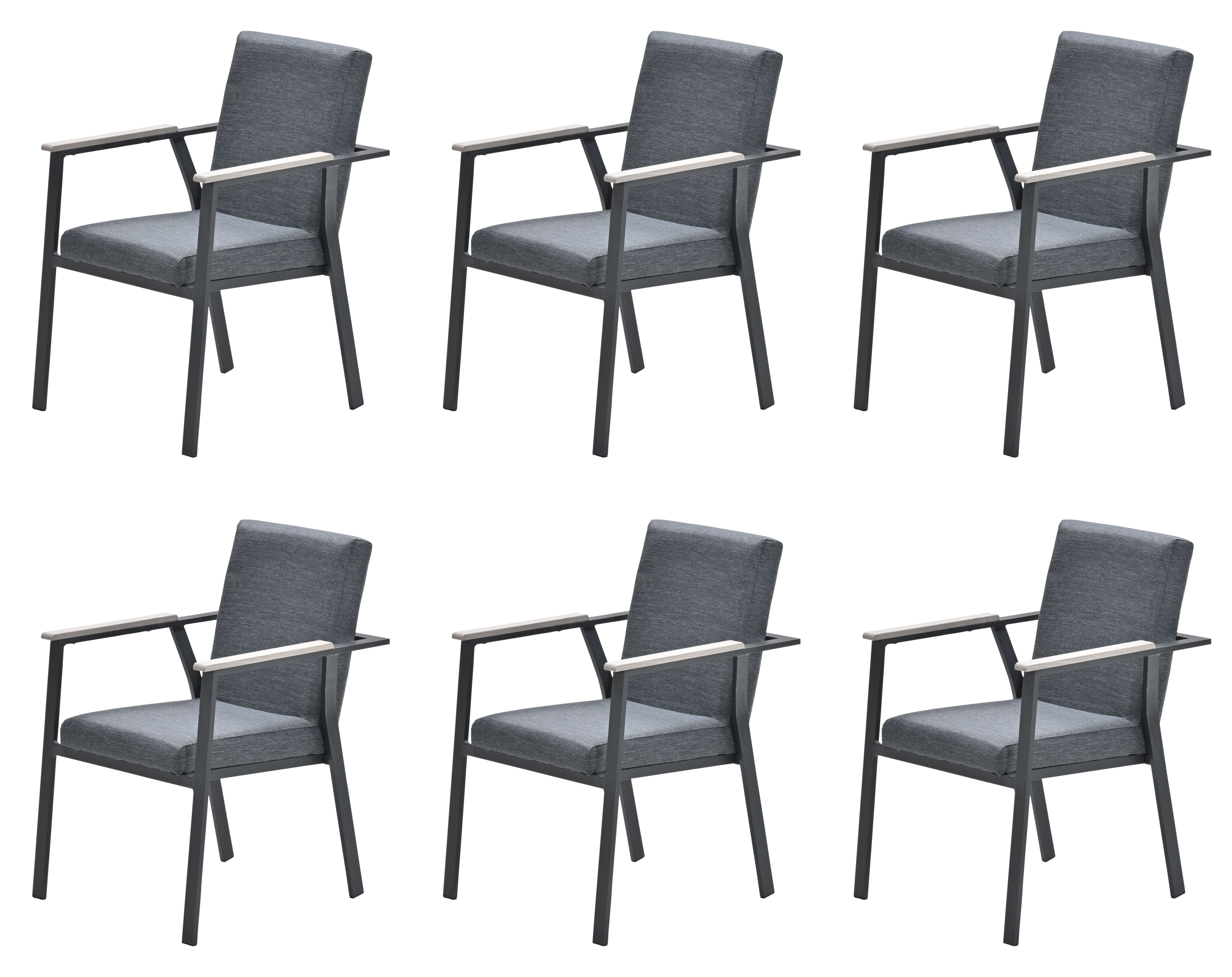 Garden Impressions Gartenstuhl 6er Set Catania Stapelstuhl absolut wetterfest outdoor (Spar-Set, 6 St), absolut wetterfest mit Outdoor Kissen / stapelbar / pflegeleicht