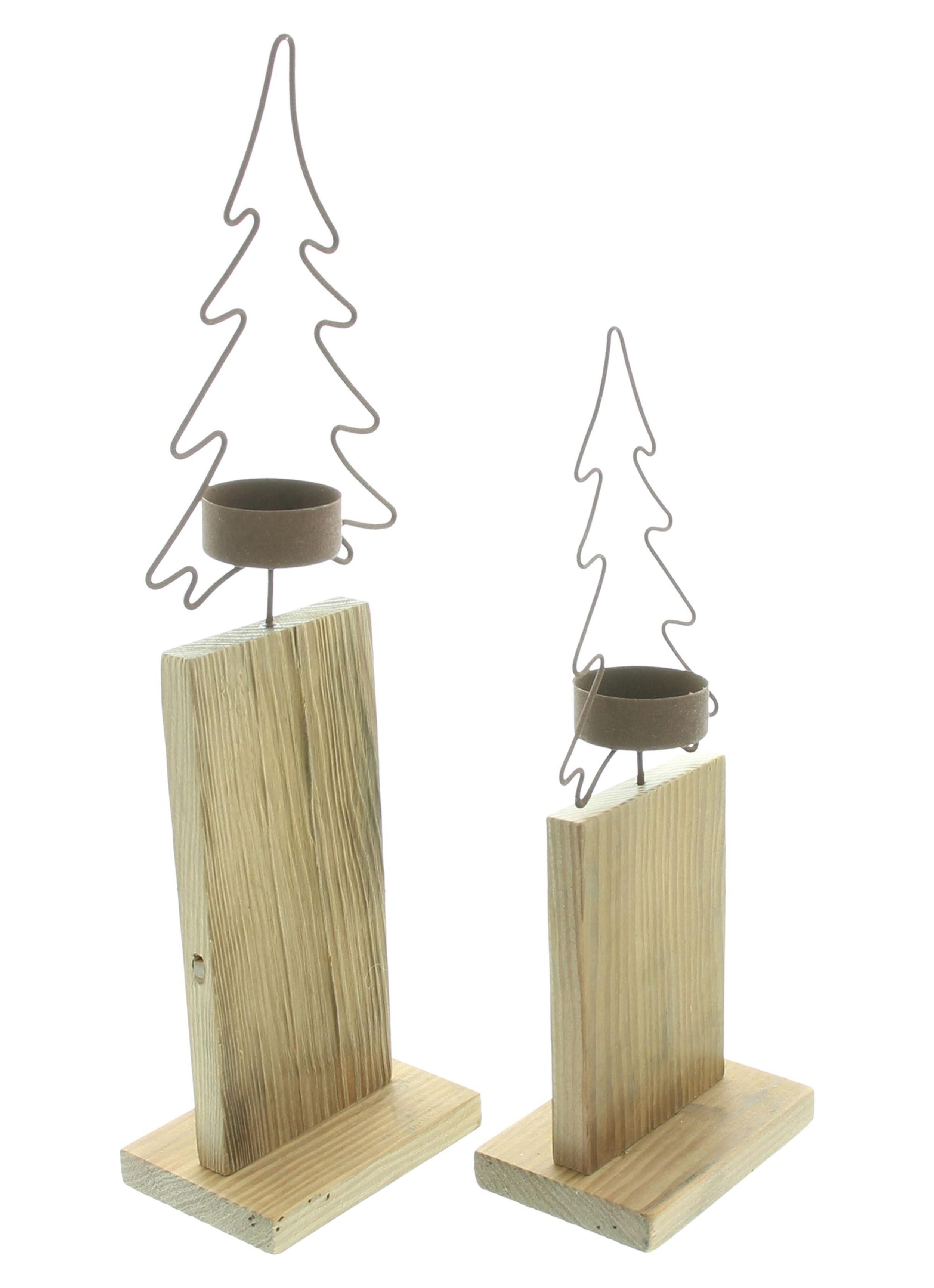 Teelichthalter Teelichtsäule "Tanne", 2er Set