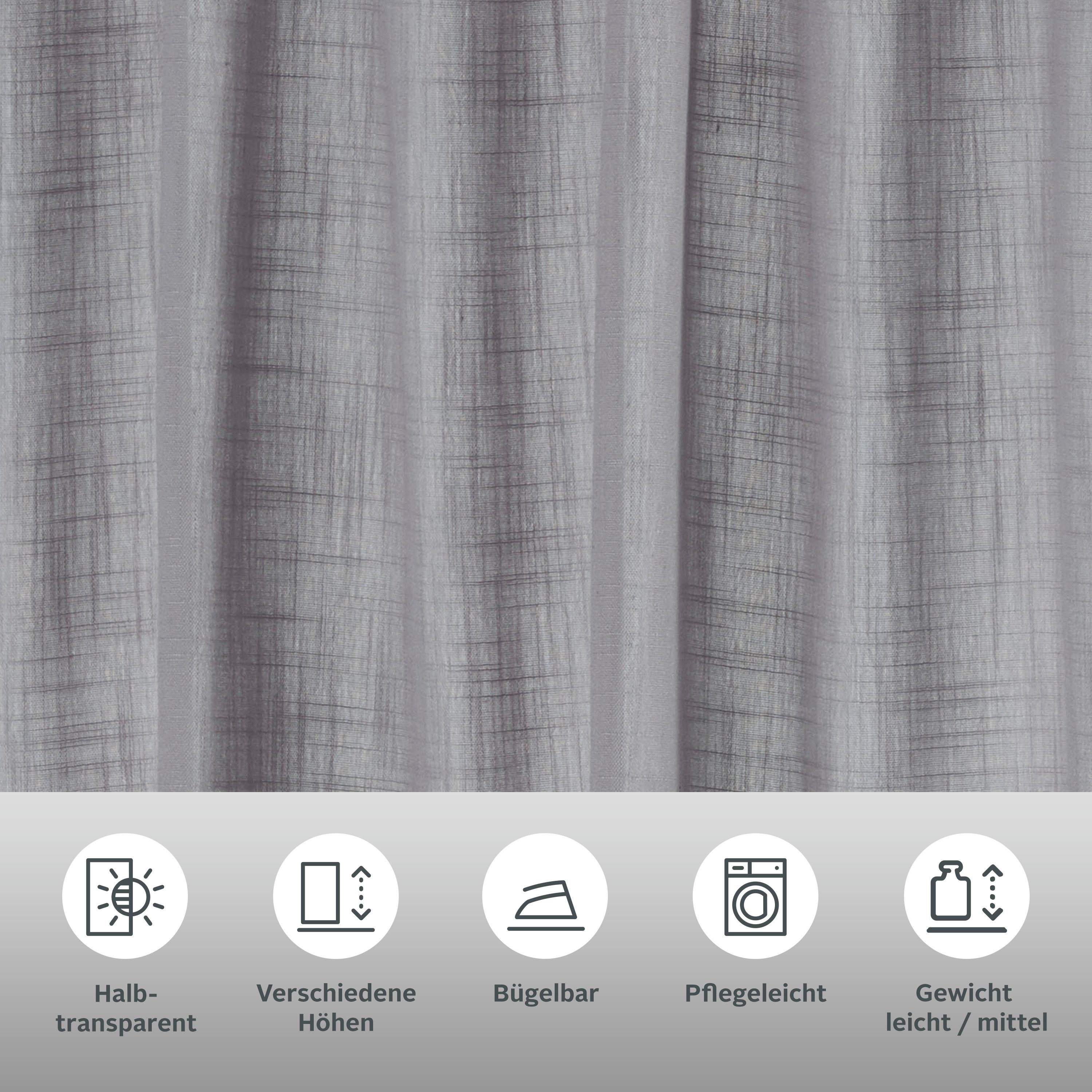 OTTO home Vorhang Linsdorf (1 St), Multifunktionsband, halbtransparent, Leinenstruktur, halbtransparent