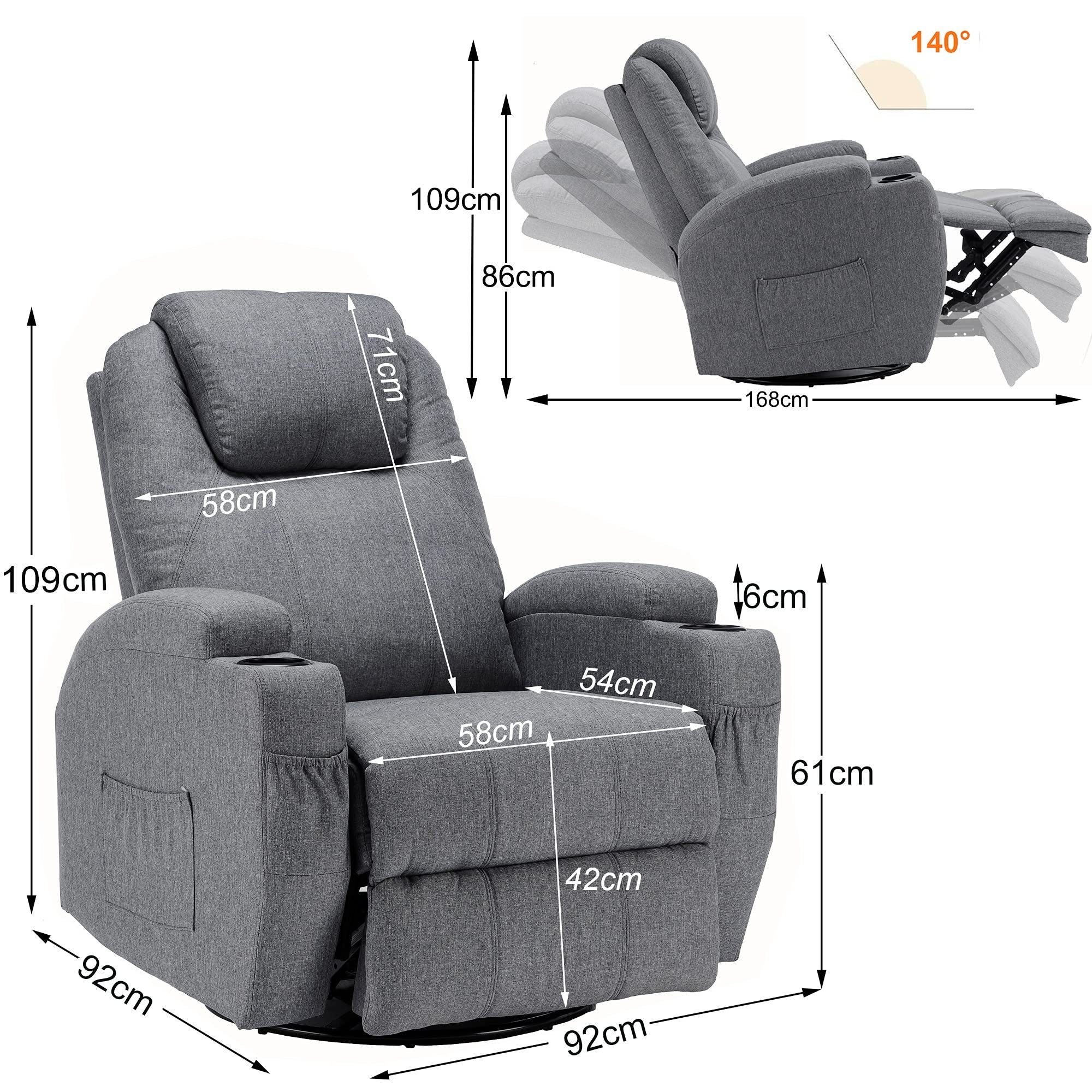 Thanaddo Massagesessel Relaxsessel Massagesessel Fernsehsessel, mit Liegefunktion