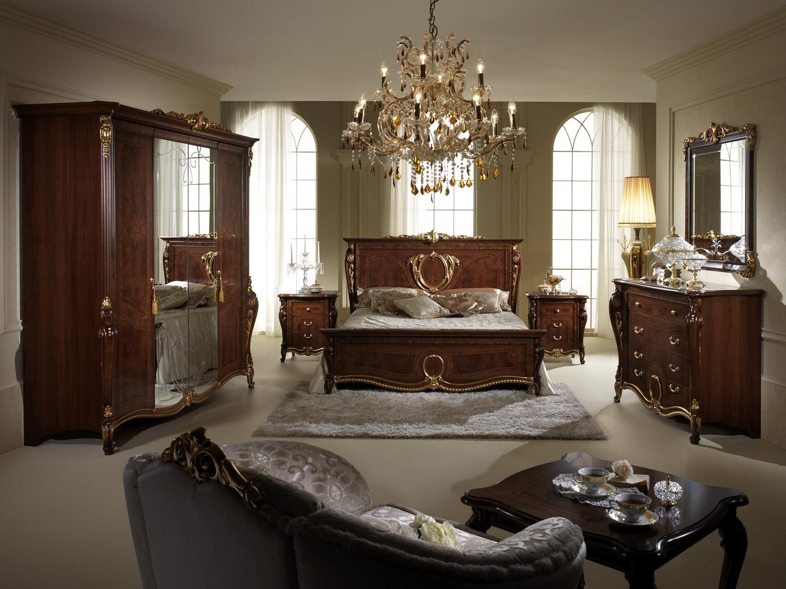 Xlmoebel Schlafzimmer-Set arredoclassic™ Sinfonia Barock Rokoko Bett mit Nachttisch 6tlg., Made in Europa