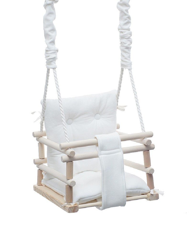 LuMali Babyschaukel Babyschaukel aus Holz - Kinderschaukel mit Kissen - Indoor, Einfache Demontage der Sprossen & Anpassung der Schaukel an das Alter