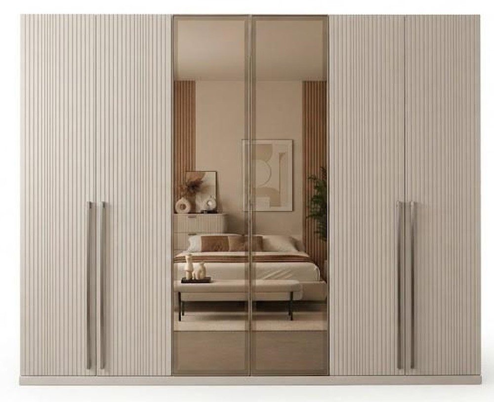 JVmoebel Kleiderschrank Kleiderschrank Beige Holz Metall Modern Design Stauraum Schlafzimmer (1-St., 1-tlg)