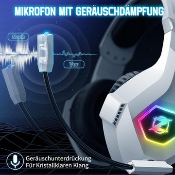 ozeino Gaming-Headset (3D Surround Sound, Mit Kabel, 3D Surround Sound Headset mit Mikrofon Noise Cancelling RGB Lichter)